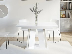 Masă sufragerie extensibilă Ledysa (lucios Alb + beton) (pentru 2-6 persoane). 1105395