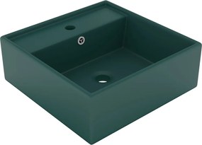 vidaXL Chiuvetă lux preaplin verde închis mat 41x41 cm ceramică pătrat