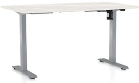 Masă înălțime reglabilă OfficeTech A, 120 x 80 cm, picioare gri, frasin alb