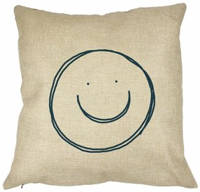 Perna Decorativa Patrata Smiley Face, 40x40 cm, Husa Detasabila, Burduf