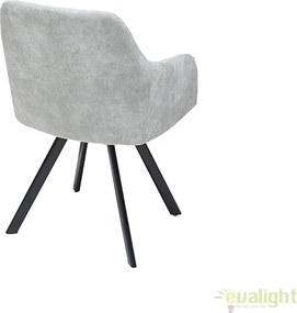 Scaun design industrial vintage cu tapiterie din microfibra, Lucca, gri stone A-38310 VC