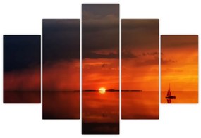 Tabloul apusului de soare cu barca (150x105 cm)