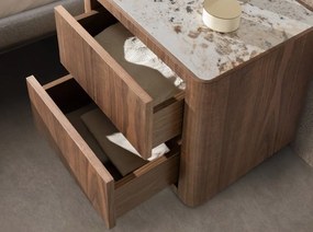 Noptiera din furnir de nuc cu blat marmura portelanata Walnut