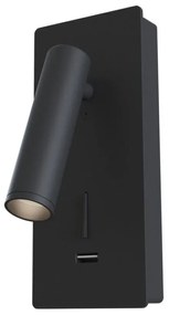 Aplica de perete cu spot LED directionabil si port USB Mirax negru