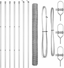 vidaXL Stâlp de gard. Argintiu 10 x 1,6 m (plasă de 36 mm) Oțel