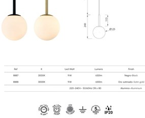 Pendul LED design modern PUEBLA negru MA-8887