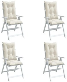 Perne scaun spătar înalt, 4 buc. melanj crem 120x50x7 cm textil