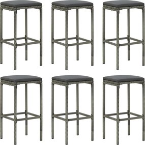 vidaXL Scaune de bar cu perne, 6 buc., gri, poliratan