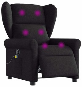 vidaXL Fotoliu electric de masaj rabatabil, negru, textil