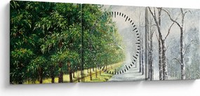 Tablou - Iarna versus vara (cu ceas) (90x30 cm)
