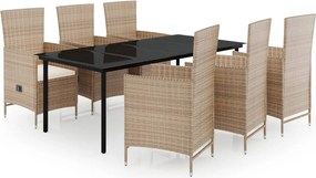 vidaXL Set mobilier pentru grădină, cu perne, 7 piese, bej