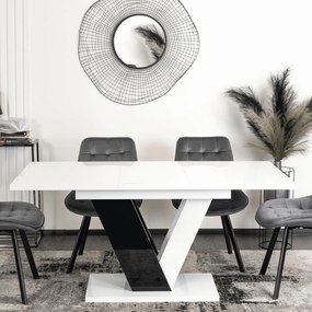 JAKS Masă de bucătărie Clark 120 cm negru și alb lucios glamour