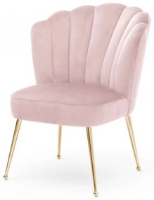 Scaun Bolonia velvet roz/gold - H90
