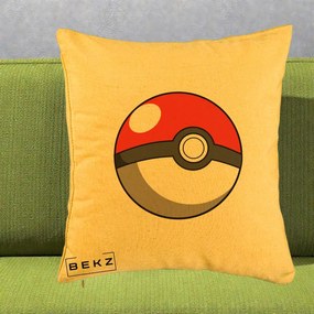 Perna Personalizata Pokeball Rosie, 40x40 cm, Galben, Husa Detasabila, Perna Inclusa, BEKZ®