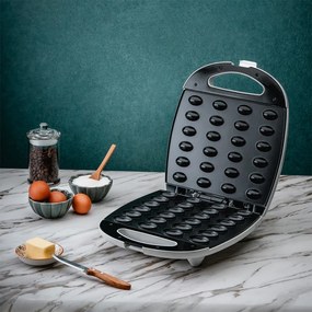 Aparat pentru copt 24 forme coji de nuci Rosberg Premium R51442E, 1200W, Placi antiadere, Alb