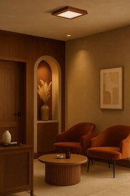 Plafoniera din lemn si sticla TABOR 52x52cm, teracota