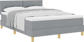 vidaXL Pat cu arcuri cu saltea Gri deschis 140 x 190 cm țesătură