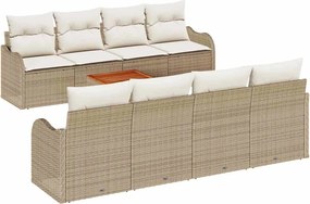 vidaXL Set de canapele pentru grădină cu pernă 9 pcs Bej poliratan