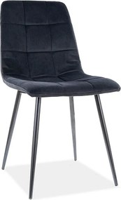 Scaun tapitat MILA, negru, stofa catifelata/metal, 45x41x86 cm