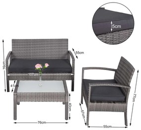 Deuba Set canapele de gradina - perne gri, antracit
