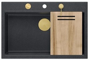 Chiuveta din granit MARC 110 WORKSTATION negru metalic