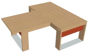 Masă Verno+ S 200 x 220 cm, cu extensie, stejar deschis / portocaliu