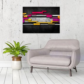 Tablou pe sticlă - Abstrac colorat, fundal negru (70x50 cm)