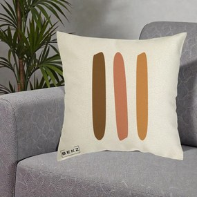 Perna Decorativa Abstract Linii Terracotta, 40x40 cm, Ecru, Husa Detasabila, Perna Inclusa, BEKZ®
