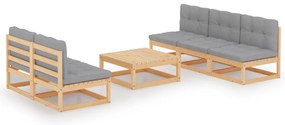vidaXL Set mobilier de grădină cu perne, 6 piese, lemn masiv de pin