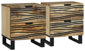 vidaXL Noptiera - 2 buc, dimensiuni 40x33.5x46 cm, din Lemn Masiv de Mango și Lemn Ingineresc