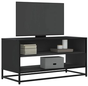 848884 vidaXL Dulap TV, negru, 91x40x46 cm, lemn prelucrat și metal