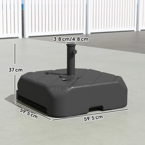 Outsunny Bază pentru umbrelă pe roți, umplere cu 45 kg apă / 72 kg nisip, pentru stâlp Ø 38 și 48 mm, negru | Aosom Romania