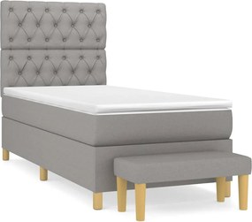 vidaXL Pat continental cu saltea, gri deschis, 80x200 cm, textil