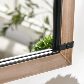 HOMCOM Oglindă de Perete cu Formă de Arc, Detalii Moderne și Cârlige, Oglindă din MDF și Sticlă, 60x93 cm, Maro și Negru | Aosom Romania