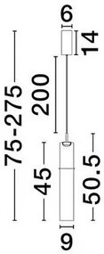 Pendul LED modern, Metal, Sticla, Cognac, SANO