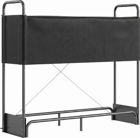 Outsunny Suport pentru Lemne de Foc pentru Interior și Exterior, Oțel Galvanizat cu Husă Oxford, 132x38x118 cm, Negru | Aosom Romania