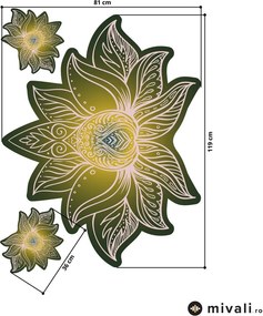 Autocolante de perete - Mandala de lotus verde