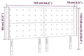 Tablie de pat cu LED, crem, 163x16x118 128 cm, textil 1, Crem, 163 x 16 x 118 128 cm