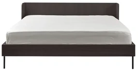 Pat matrimonial negru cu aspect de lemn de stejar 180x200 cm Wrap – Bonami Selection