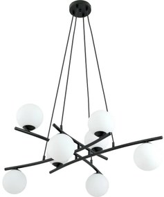 Lustră pe cablu ESSA 8xE14/10W/230V negru/alb