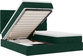 vidaXL Cadru de pat otoman cu saltele Verde închis 160x200cm catifea