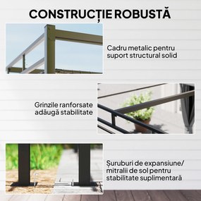 Outsunny Gazebo Pergolă 3x3 m cu Acoperiș Retractabil Glisant, 4 Pereți Laterali, Orificii de Drenare, Pergolă de Grădină din Poliester și Oțel, pentru Terasă, Curte, Exterior, UV30+, Gri Închis | Aosom Romania
