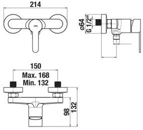 Baterie de duș JIKA H3311Z70044001 LYRA crom lucios
