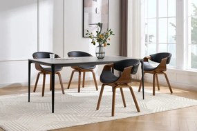 Scaun retro imitatie piele neagra, lemn furniruit ORGANIC