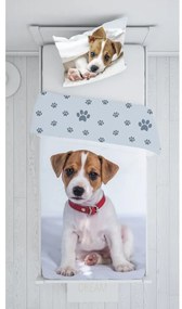 Lenjerie de pat pentru copii gri din bumbac pentru pat de o persoană 140x200 cm Dog – Jerry Fabrics