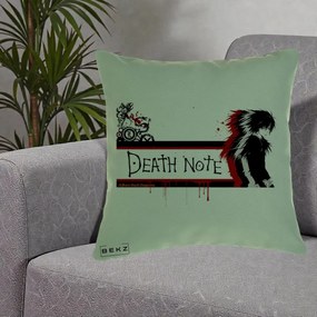 Perna Personalizata Death Note L Lawliet Rosu-Negru, 40x40 cm, Verde, Husa Detasabila, Perna Inclusa, BEKZ®