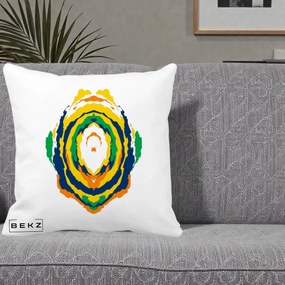Perna Decorativa Oval Abstract Multicolor, 40x40 cm, Alba Mata, Husa Detasabila, Perna Inclusa, BEKZ®