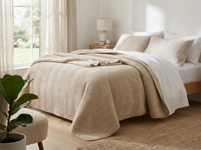 Cuvertura de pat bej din catifea ARROW VELVET Dimensiune: 200 x 220 cm