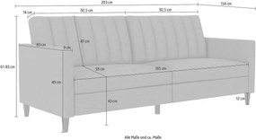 Canapea extensibila, culoare gri, material țesătură, 203 cm lungime, pe picioare