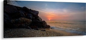 Tablou apusului de soare pe plajă (120x50 cm)